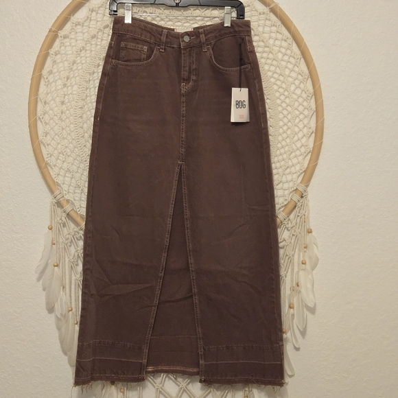 NWT Urban Outfitters BDG Western Brown Denim Maxi Skirt Size S - Picture 5 of 12